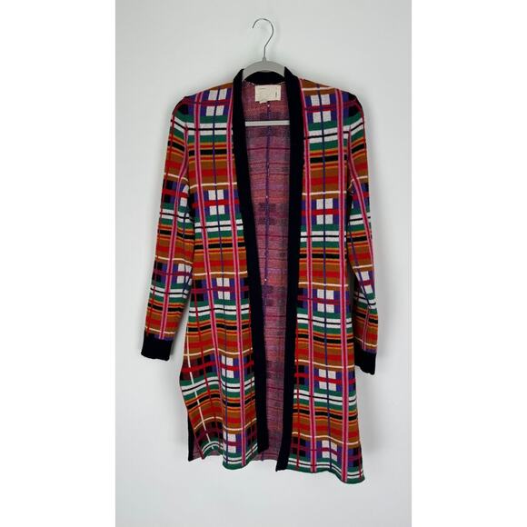 Moth Anthropologie Williston Plaid Long Cardigan Sweater Belted Womens Small - Picture 6 of 13